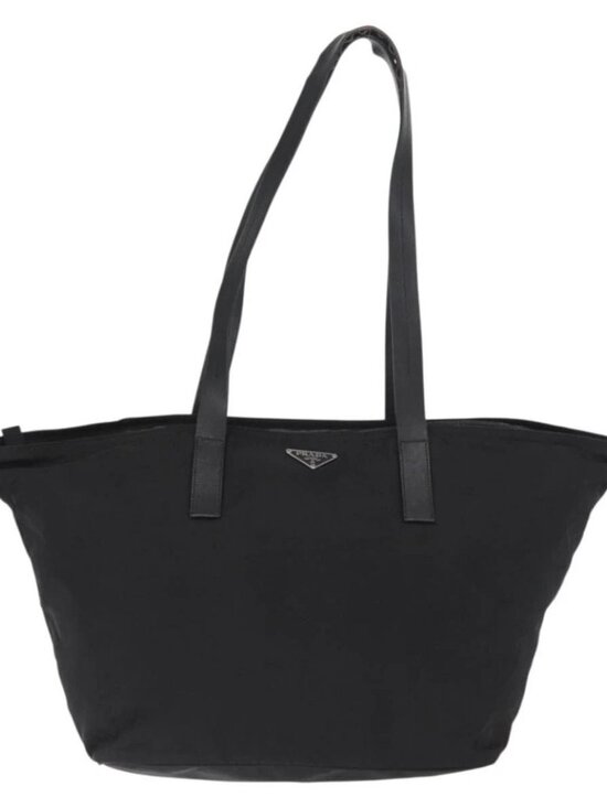 Prada Handbags - PRADA Tote Bag Nylon Black Silver Auth